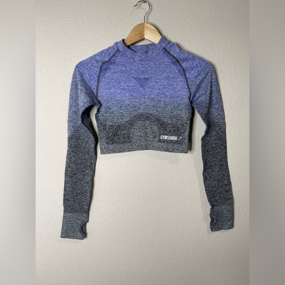 Gymshark Women's Ombré Seamless Crop Top Indigo/Black Size S - Picture 4 of 6